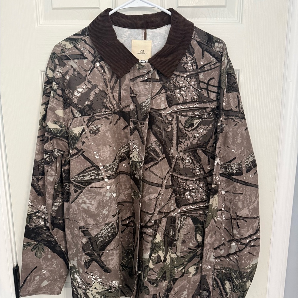 Thread & Supply Brown Camo Jacket with Corduroy Collar